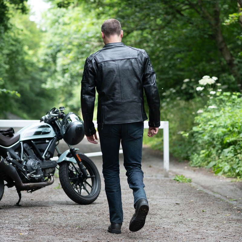 Leder-Motorradjacke Oxford Route 73 2.0 schwarz