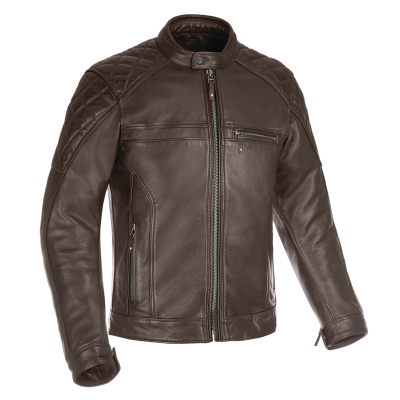 Leder-Motorradjacke Oxford Route 73 2.0 braun Ausverkauf