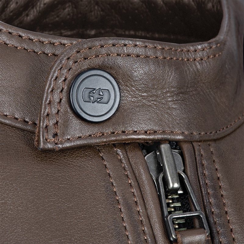 Leder-Motorradjacke Oxford Route 73 2.0 braun Ausverkauf