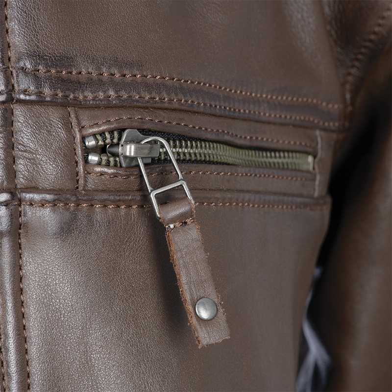 Leder-Motorradjacke Oxford Route 73 2.0 braun Ausverkauf