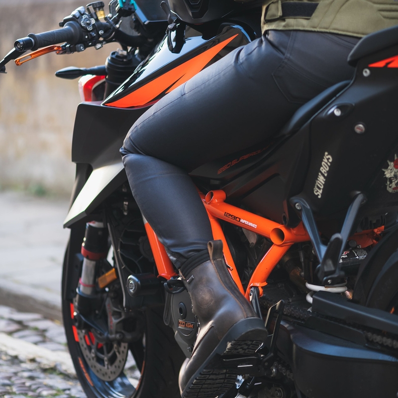 Damen-Motorradjeans Oxford Original Approved Waxed Jeggins AA Schwarz