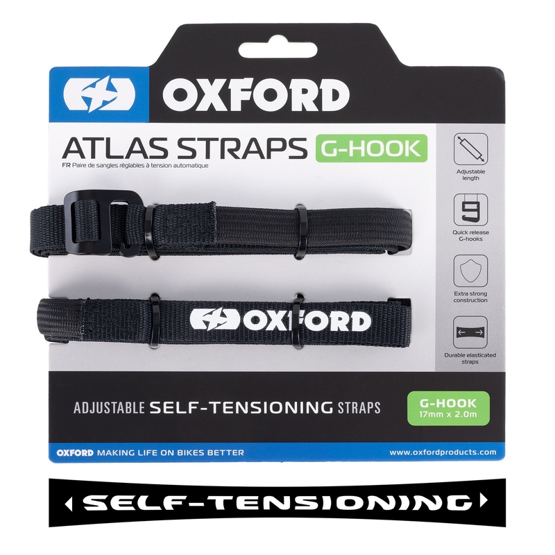 Gepäckgurte Oxford Atlas G-Hook 2 Stück schwarz 17 mm x 2 m