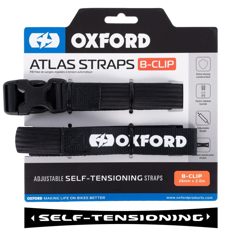 Gepäckgurte Oxford Atlas B-Clip 2 Stück schwarz 26 mm x 2 m
