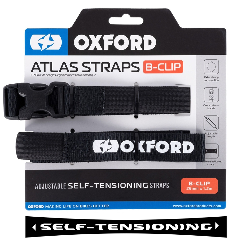 Gepäckgurte Oxford Atlas B-Clip 2 Stück schwarz 26 mm x 1,2 m