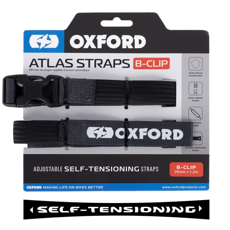Gepäckgurte Oxford Atlas B-Clip 2 Stück grau 26 mm x 1,2 m