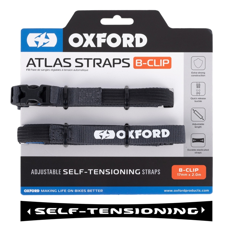 Gepäckgurte Oxford Atlas B-Clip 2 Stück grau 17 mm x 2 m