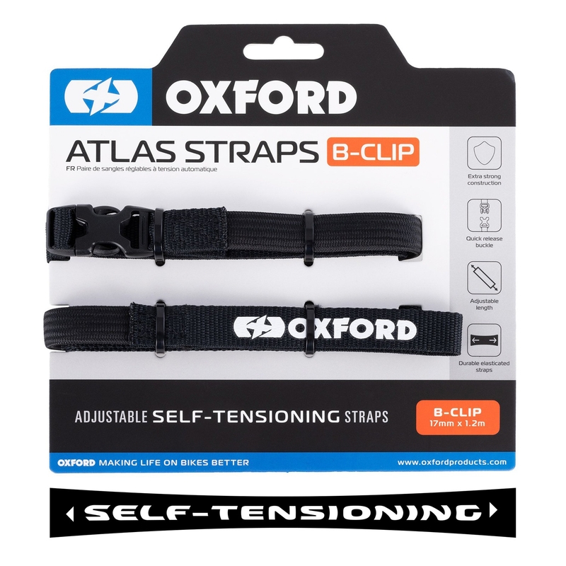 Gepäckgurte Oxford Atlas B-Clip 2 Stück schwarz 17 mm x 1,2 m