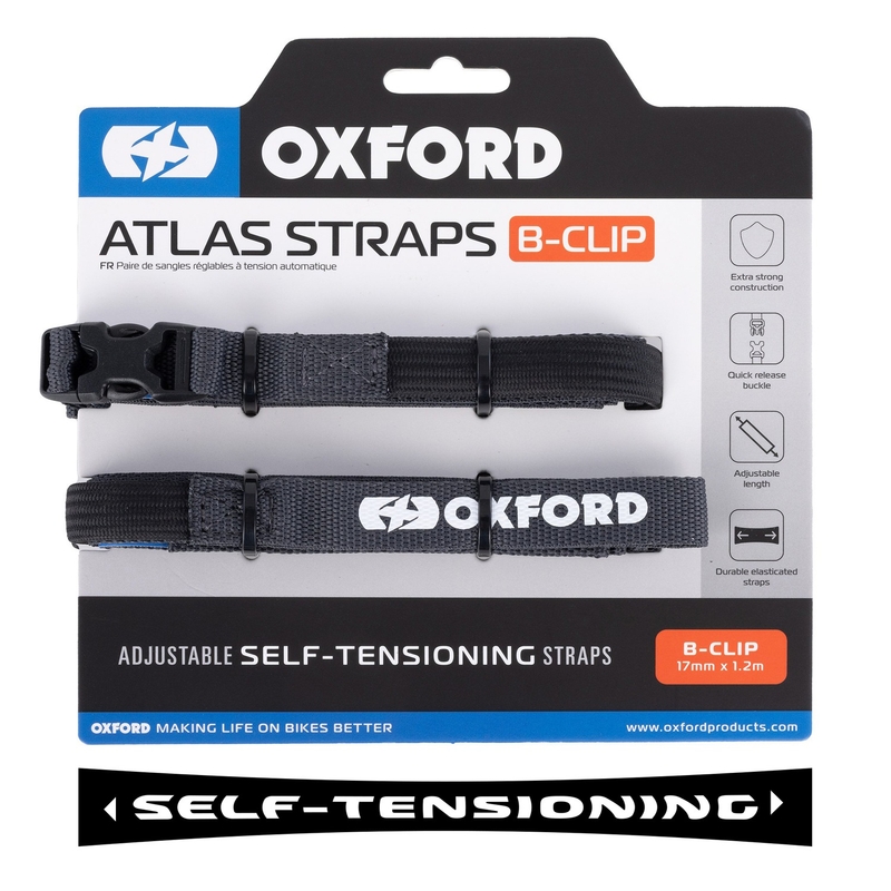 Gepäckgurte Oxford Atlas B-Clip 2 Stück grau 17 mm x 1,2 m
