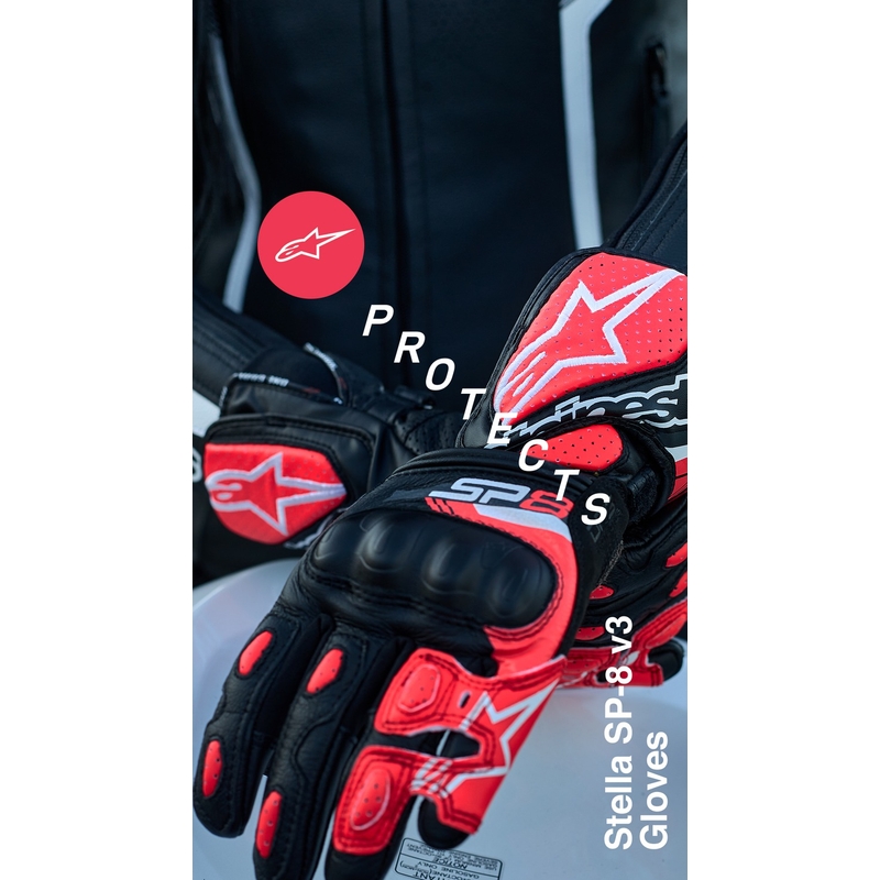 Alpinestars SP-8 Damen Motorradhandschuhe Schwarz-Schwarz