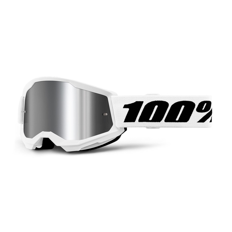 Kinder-Motocross-Brille aus 100 % STRATA 2 weiß-silberfarbenem Plexiglas