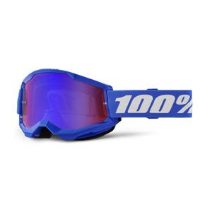 Kinder-Motocross-Brille, 100 % STRATA 2, blau-rot-blaues Plexiglas