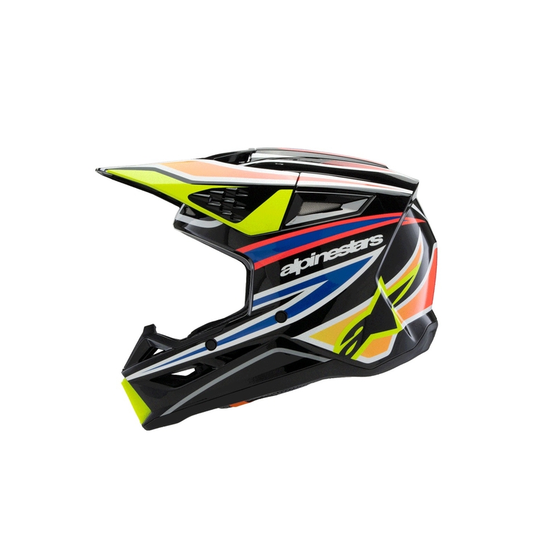 Alpinestars S-M3 WURX Kinder-Motocrosshelm Schwarz-Fluo Gelb-Blau-Rot