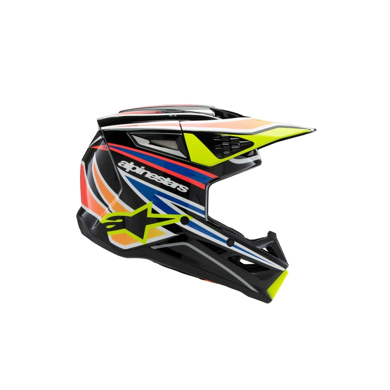 Alpinestars S-M3 WURX Kinder-Motocrosshelm Schwarz-Fluo Gelb-Blau-Rot