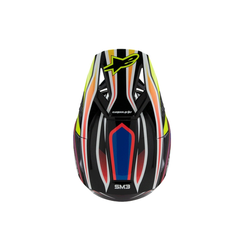 Alpinestars S-M3 WURX Kinder-Motocrosshelm Schwarz-Fluo Gelb-Blau-Rot