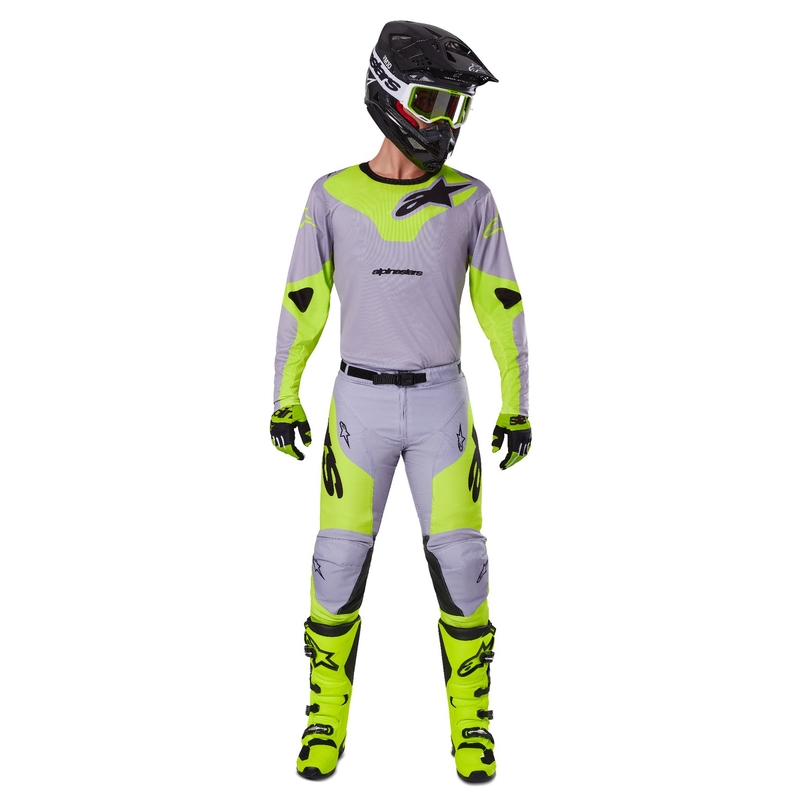 Motocross-Trikot Alpinestars Racer Veil grau-fluo gelb