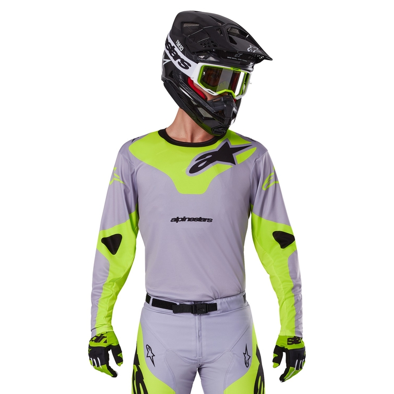 Motocross-Trikot Alpinestars Racer Veil grau-fluo gelb