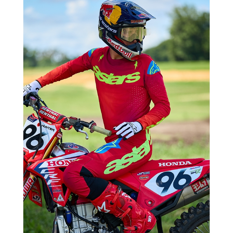 Alpinestars Supertech Maker Motocross-Trikot rot-fluo gelb