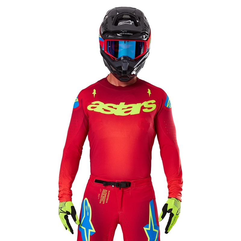 Alpinestars Supertech Maker Motocross-Trikot rot-fluo gelb