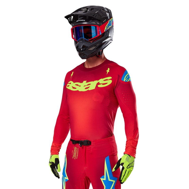 Alpinestars Supertech Maker Motocross-Trikot rot-fluo gelb