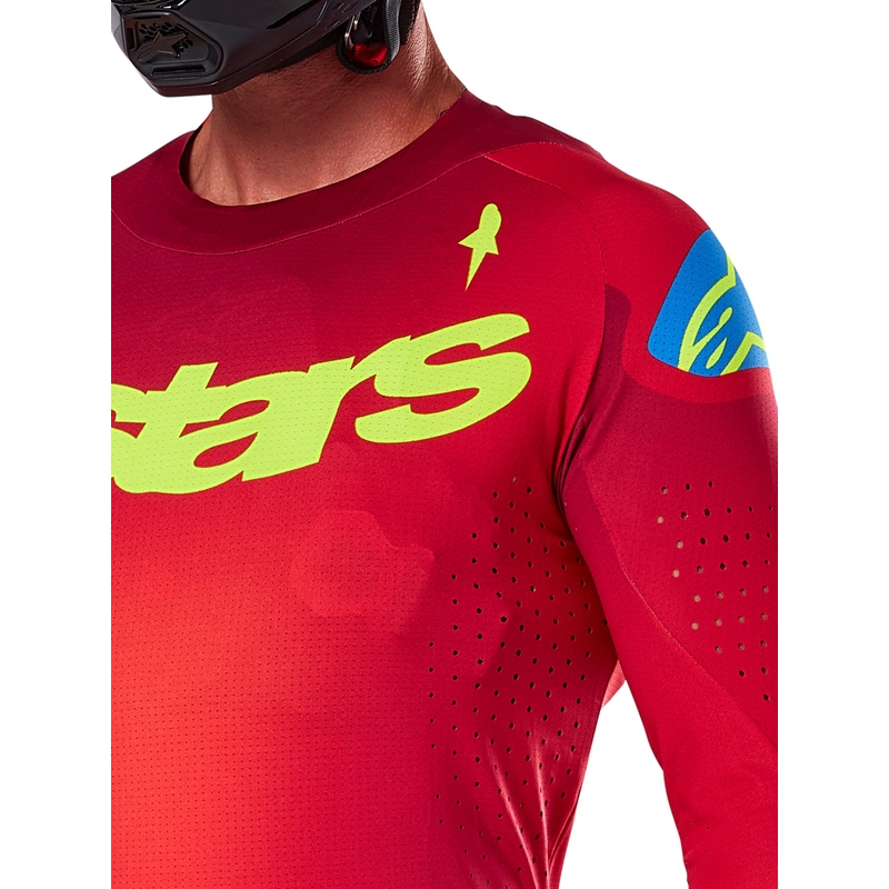 Alpinestars Supertech Maker Motocross-Trikot rot-fluo gelb