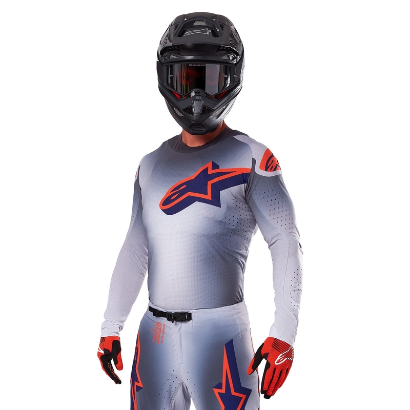 Motocross-Trikot Alpinestars Supertech Lipan grau-fluo orange