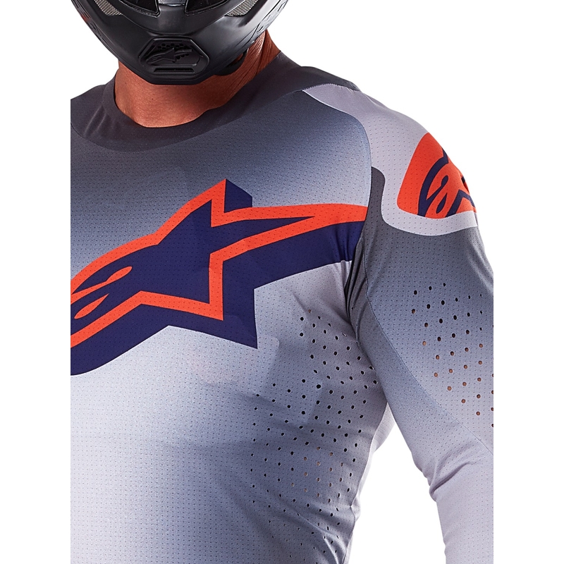 Motocross-Trikot Alpinestars Supertech Lipan grau-fluo orange