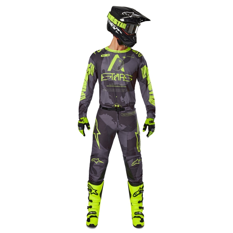 Alpinestars Racer Hollow Motocross-Trikot in dunklem Camo-Fluo-Gelb