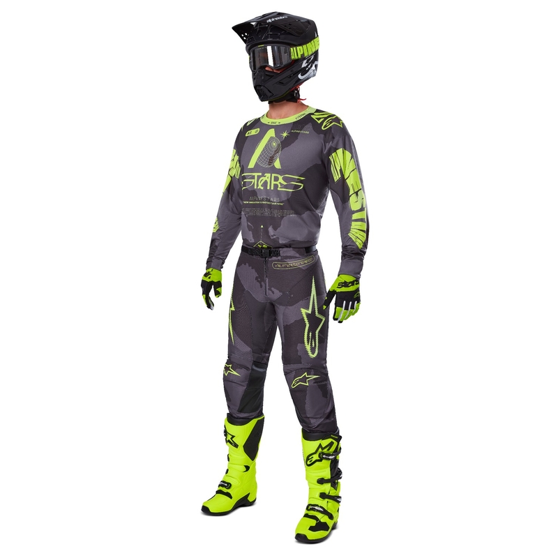 Alpinestars Racer Hollow Motocross-Trikot in dunklem Camo-Fluo-Gelb
