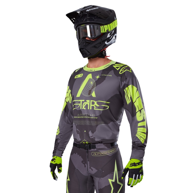 Alpinestars Racer Hollow Motocross-Trikot in dunklem Camo-Fluo-Gelb