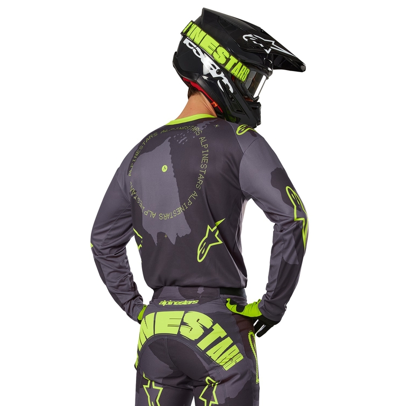 Alpinestars Racer Hollow Motocross-Trikot in dunklem Camo-Fluo-Gelb