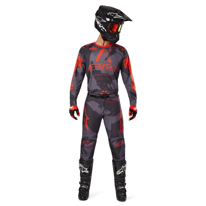 Motocross-Trikot Alpinestars Racer Hollow grau camo-fluo orange