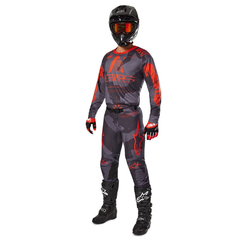 Motocross-Trikot Alpinestars Racer Hollow grau camo-fluo orange