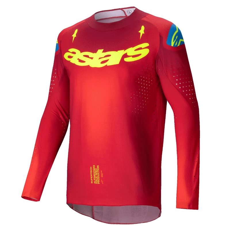Alpinestars Supertech Maker Motocross-Trikot rot-fluo gelb