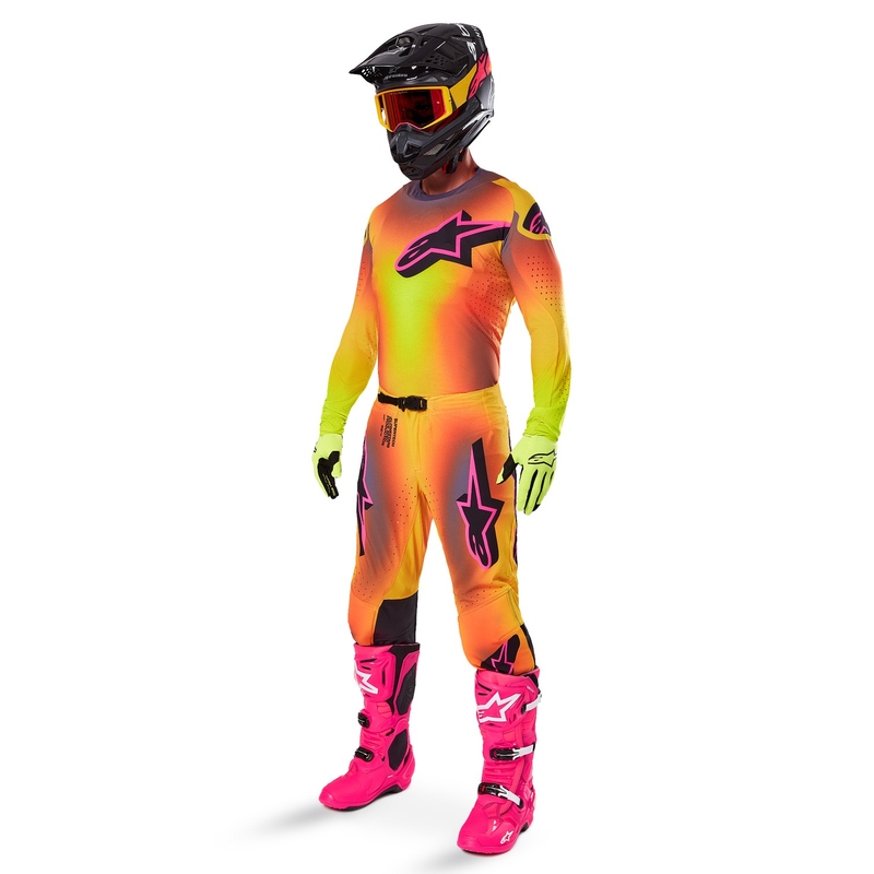 Motocross-Hose Alpinestars Supertech Lipan gelb-rosa