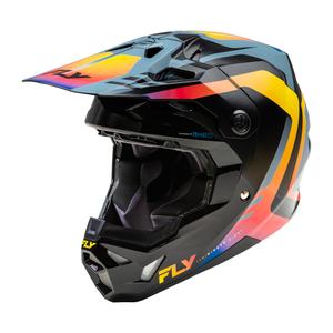 Motocross-Helm FLY Racing Formula CP schwarz-grau-regenbogen