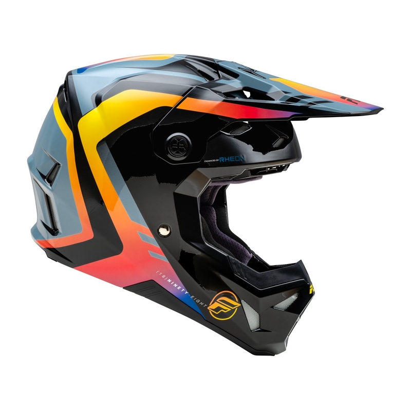 Motocross-Helm FLY Racing Formula CP schwarz-grau-regenbogen