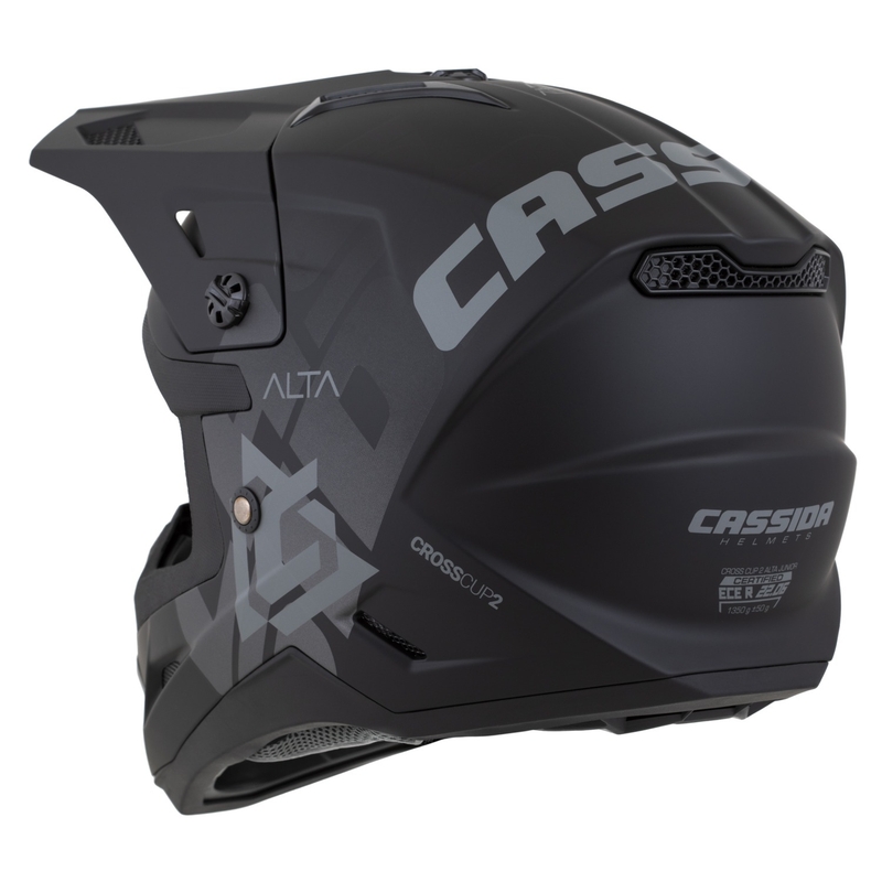 Kinder-Motocross-Helm Cassida Cross Cup 2 Alta mattschwarz-grau