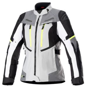Alpinestars Stella Bogota PRO Drystar 2025 Damen-Motorradjacke Grau-Schwarz-Fluo Gelb
