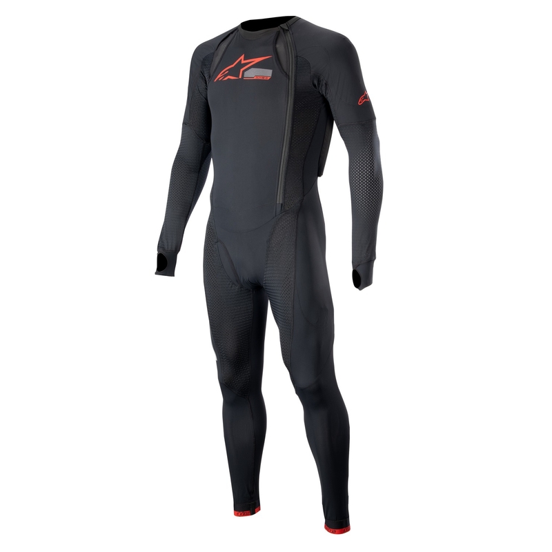 Die Außenschicht der Alpinestars TECH-AIR®10 Airbagweste schwarz-rot-grau
