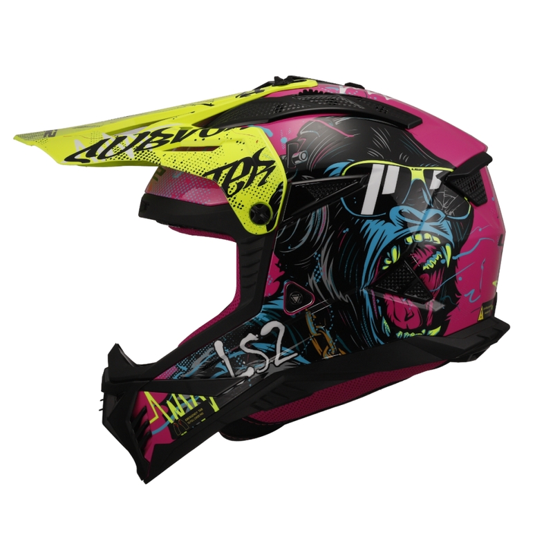 Motocross-Helm LS2 MX708 Fast II Gorilla lila-gelb