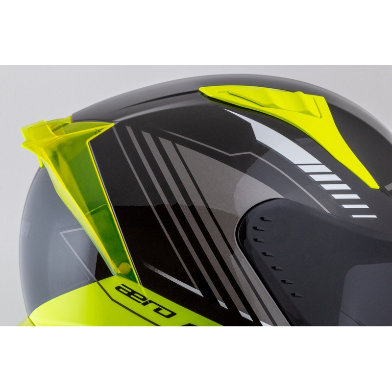 Cassida Aero Drome Integral-Motorradhelm Schwarz-Fluo-Gelb-Weiß-Grau