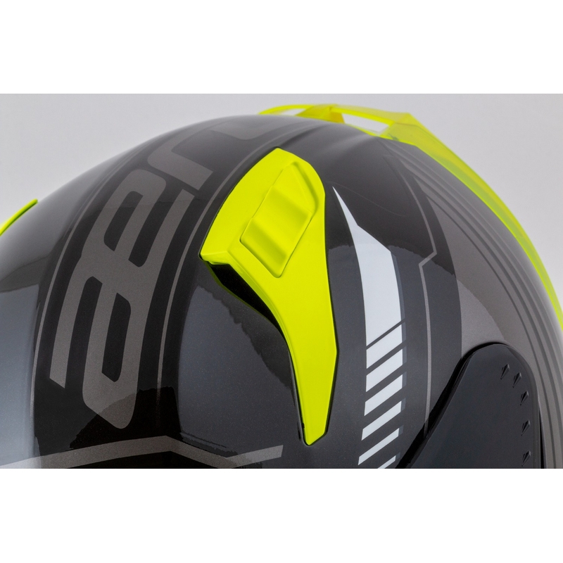 Cassida Aero Drome Integral-Motorradhelm Schwarz-Fluo-Gelb-Weiß-Grau