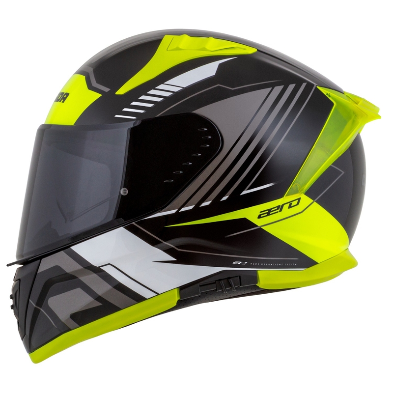 Cassida Aero Drome Integral-Motorradhelm Schwarz-Fluo-Gelb-Weiß-Grau