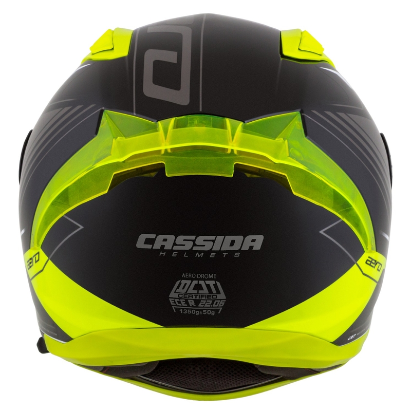 Cassida Aero Drome Integral-Motorradhelm Schwarz-Fluo-Gelb-Weiß-Grau
