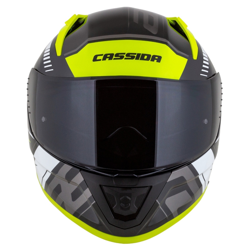 Cassida Aero Drome Integral-Motorradhelm Schwarz-Fluo-Gelb-Weiß-Grau