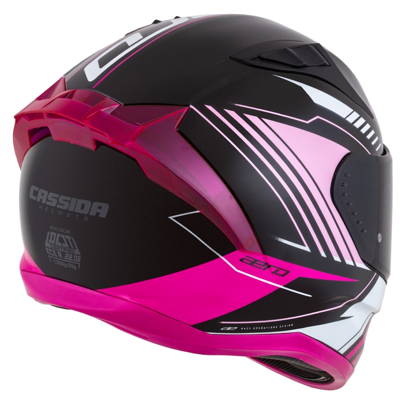 Cassida Aero Drome schwarz-rosa-weißer Integral-Motorradhelm