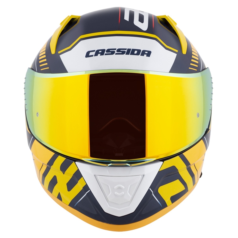 Integraler Motorradhelm Cassida Aero Drome Blau-Fluo-Gelb-Orange-Rot-Hellblau-Weiß