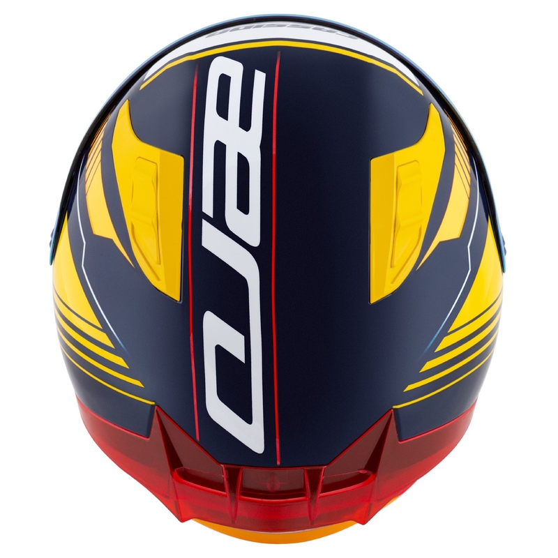 Integraler Motorradhelm Cassida Aero Drome Blau-Fluo-Gelb-Orange-Rot-Hellblau-Weiß