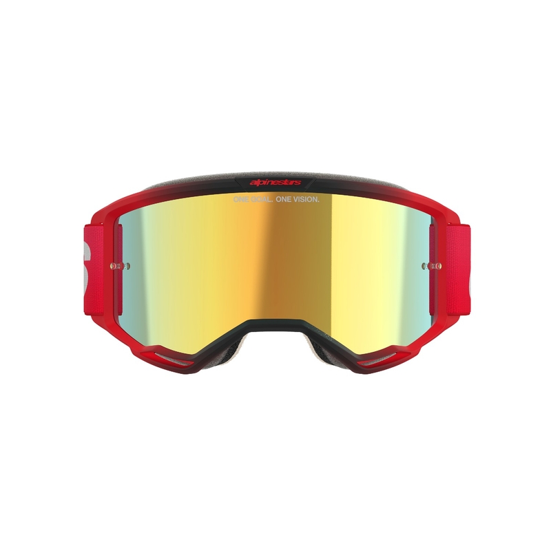 Alpinestars Vision 5 Blaze Red Motocross-Brille mit spiegelgoldenem Plexiglas