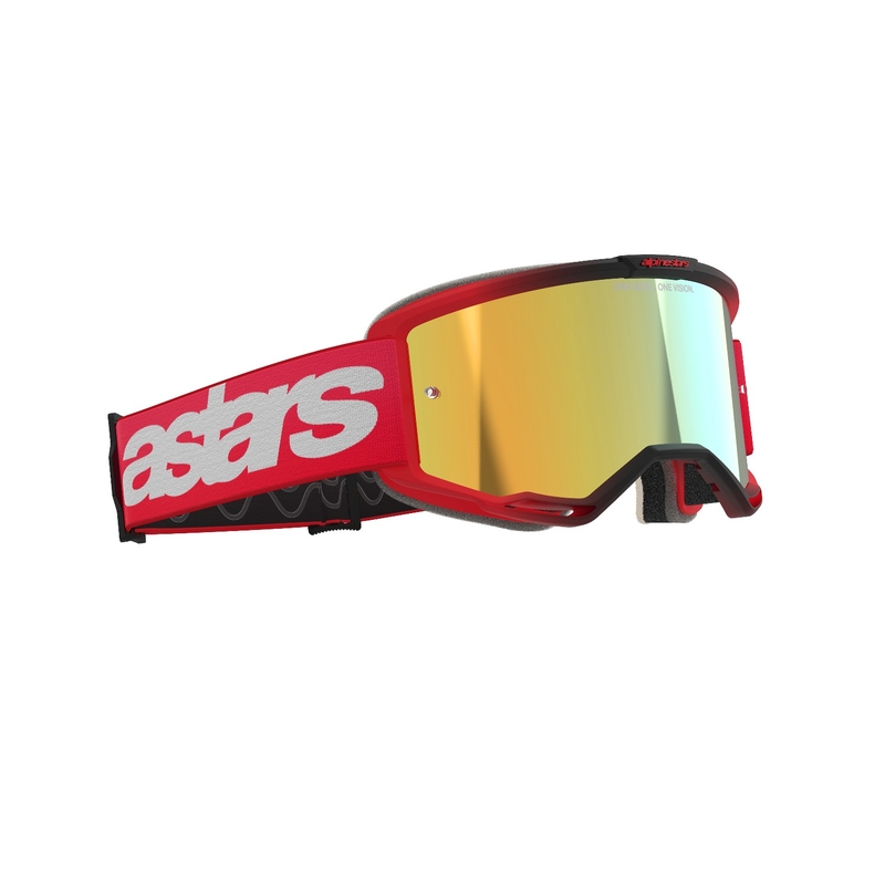 Alpinestars Vision 5 Blaze Red Motocross-Brille mit spiegelgoldenem Plexiglas